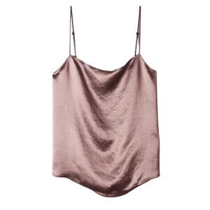 Aritzia Babaton Satin Cowl Neck Camisole Tank Top XS Mauve Classic Quiet Luxury